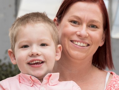 Plasma recipient Austin and his mum