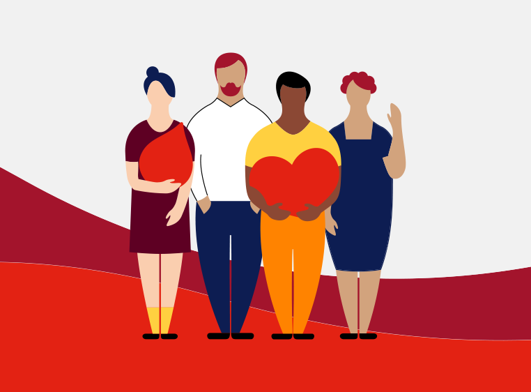 illustration of four volunteers