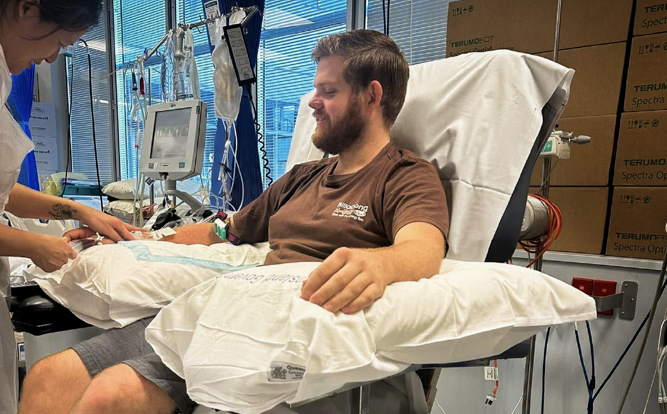 Image of a young male in his 30s donating stem cells