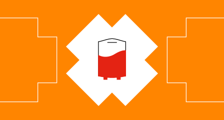 Illustration of a blood bag on an orange background
