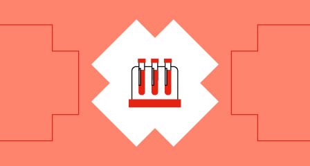 illustration of three test tubes in a rack on a pink background