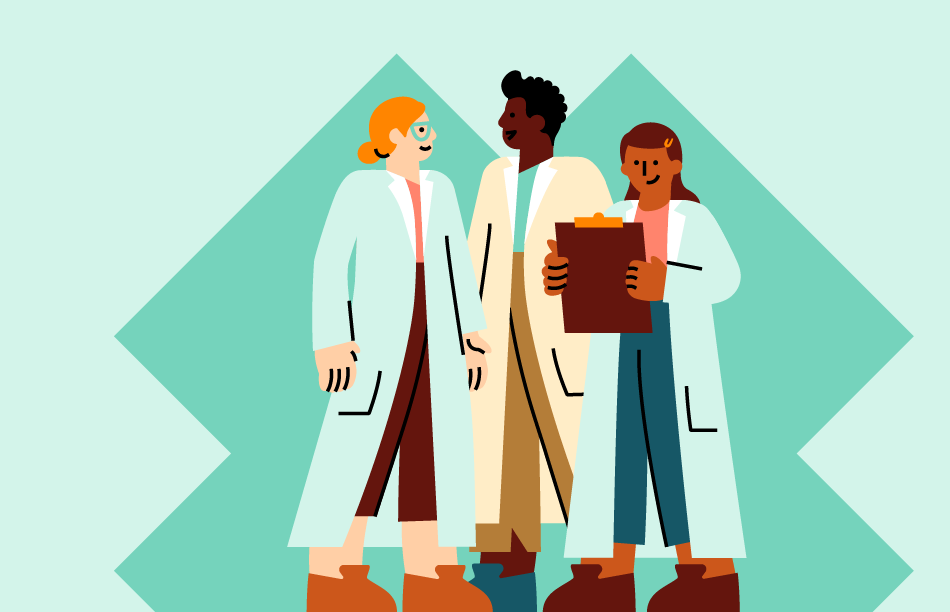 illustration of three doctors standing together