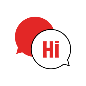 icon of two speech bubbles with the word Hi