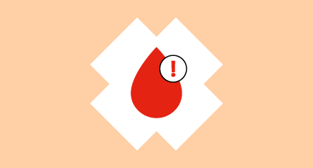 illustration of blood drop with exclamation mark