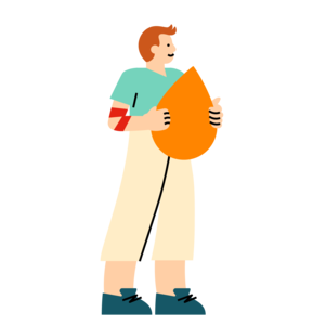 illustration of person holding an orange platelet drop