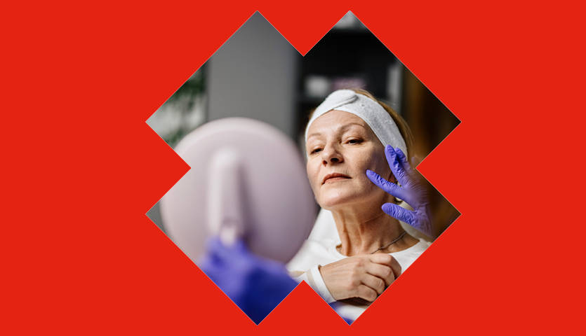 Woman looking at mirror