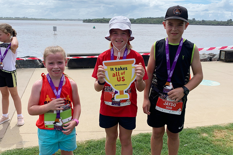photo of zara, tegan and jayden mccallum after the running festival
