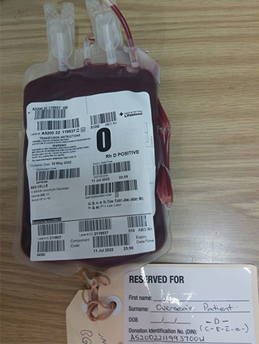 bag of rare blood type that was exported to Israel