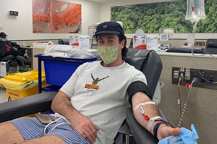 man in the chair donating blood 