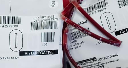 blood packs labelled o negative