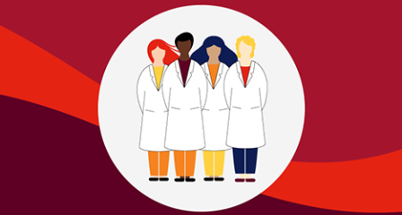 illustration of four people in white lab coats