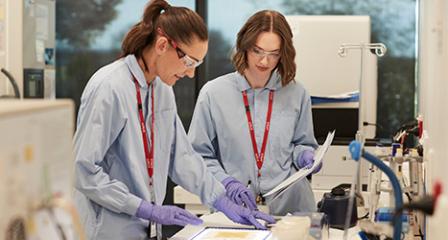 Two researchers in a lab