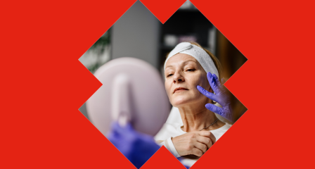 Woman looking at mirror