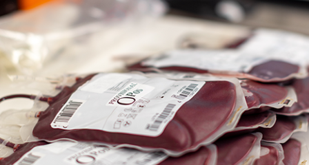 blood bags close up on side