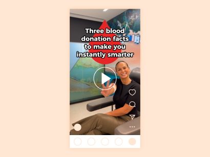 image of a female donor with arm wrapped in a bandage holding up three fingers and text that says 'donation facts to make you instantly smarter'