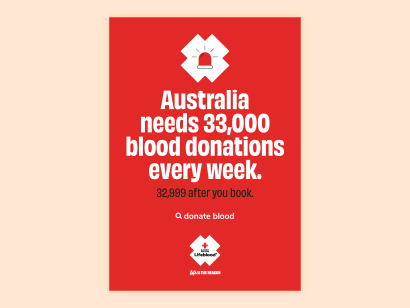 Image of a poster that says Australia needs 33,000 donations