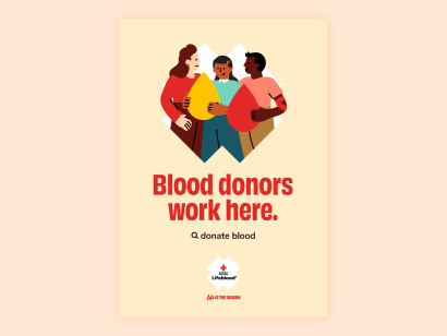 downloadable poster saying blood donors work here