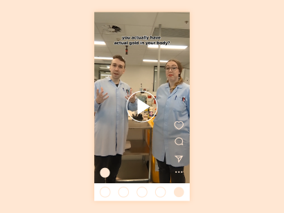 image of a male and female scientist wearing blue lab coats and text 'Blood Facts by Ben and Kirsten' overlayed
