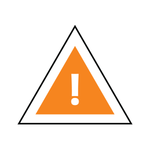 Orange triangle with an exclamation point inside