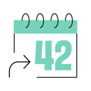 icon of a calendar with the number 42
