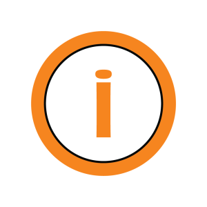 icon of an orange circle with an orange letter i inside