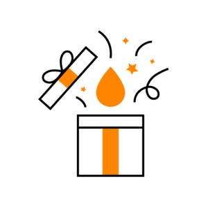 icon of a gift box with a droplet
